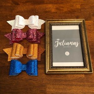 Large Glitter Hair Bow Bundle ~ 4 Multi Color Pieces